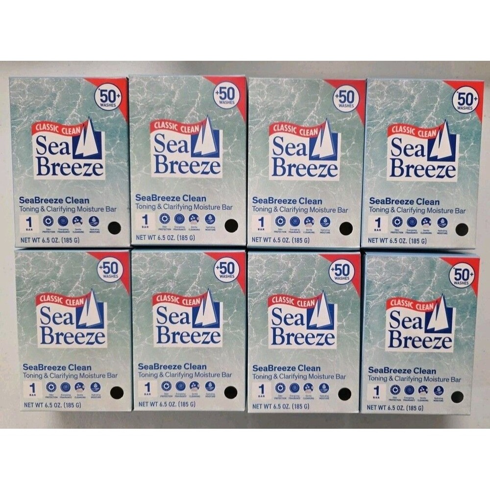 Lot Of 8 Sea Breeze Classic Clean Toning Clarifying Moisture Bar 6.5oz SeaBreeze
